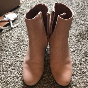 Faux suede blush bootie